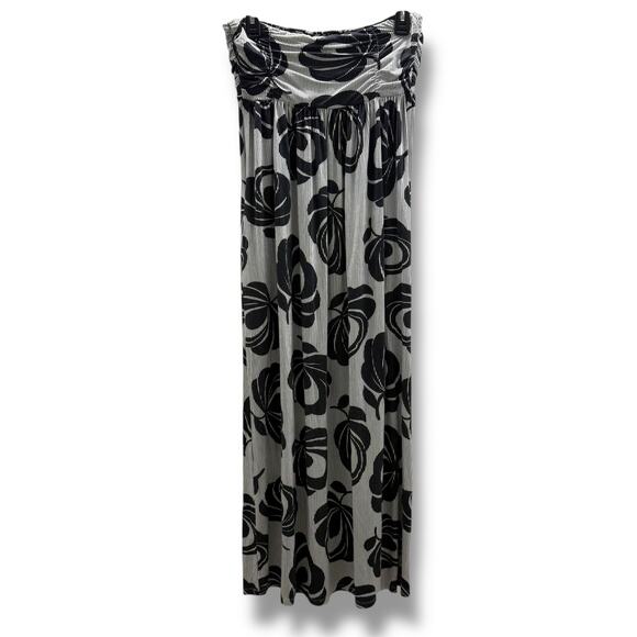 Soma Womens Strapless Striped Floral Dress Medium Black Gray White - Picture 3 of 5